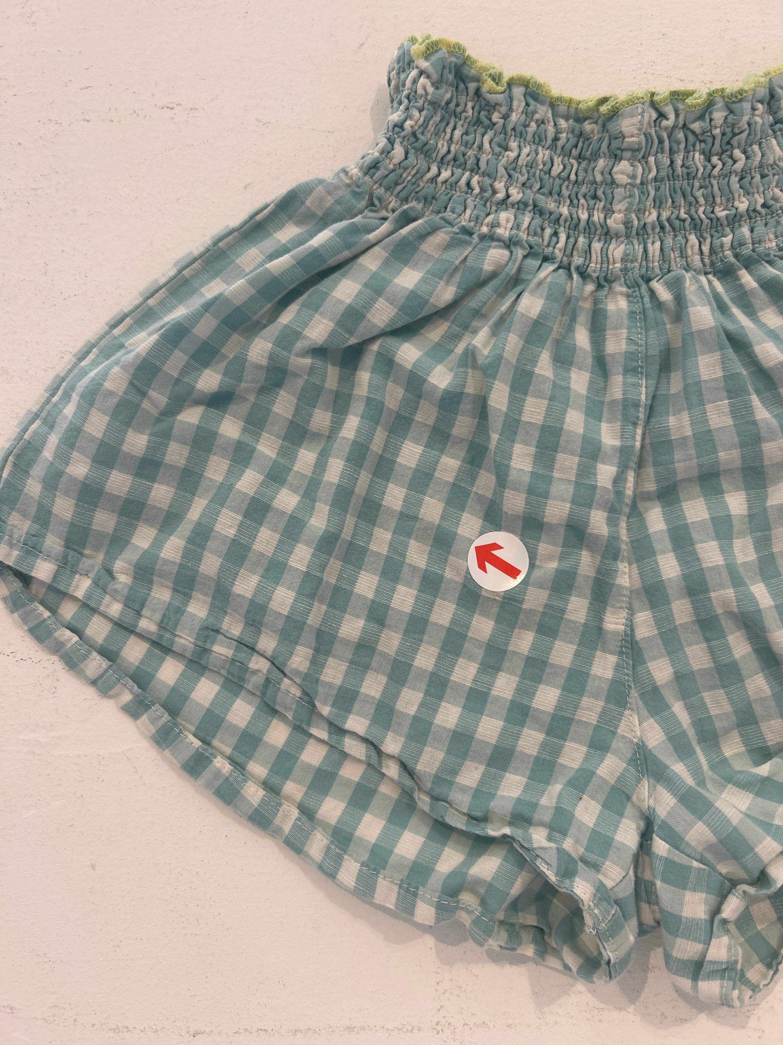 Bobo Choses Blue gingham linen shorts