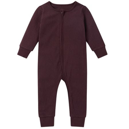 MORI MORI Berry Ribbed Zip-Up Sleepsuit