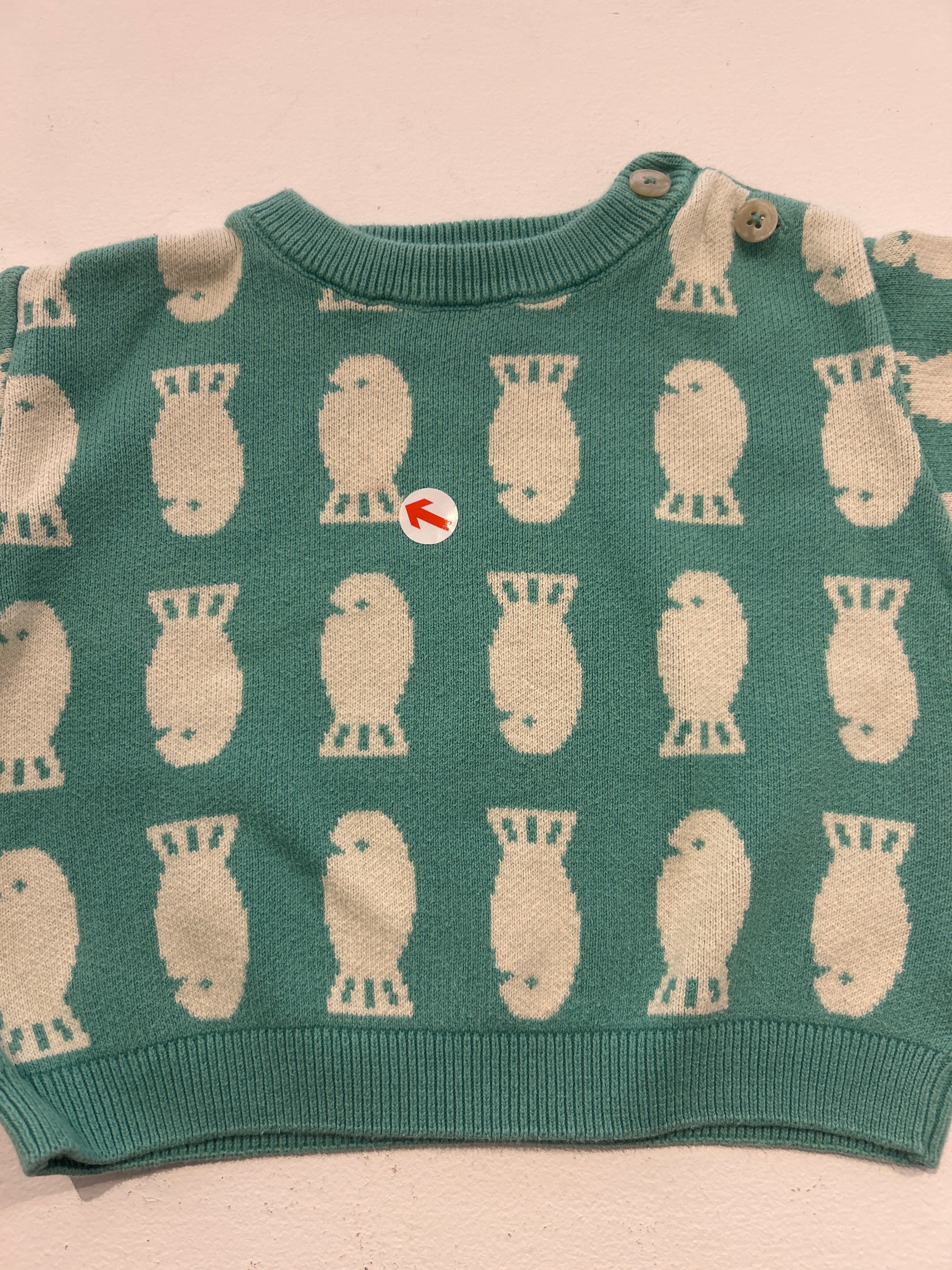 bobo choses Green lucky fish jacquard jumper 12M