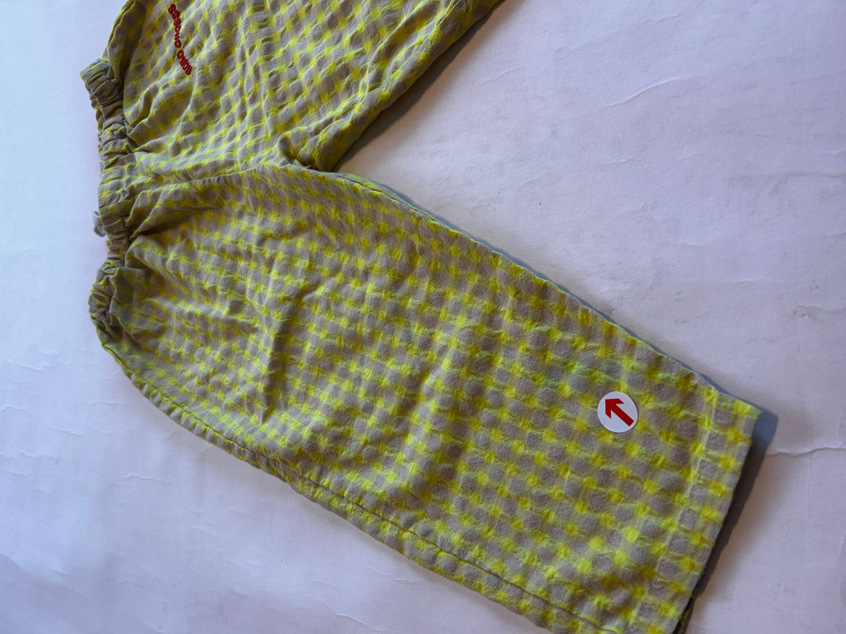 Bobo Choses Yellow baby vichy woven trousers