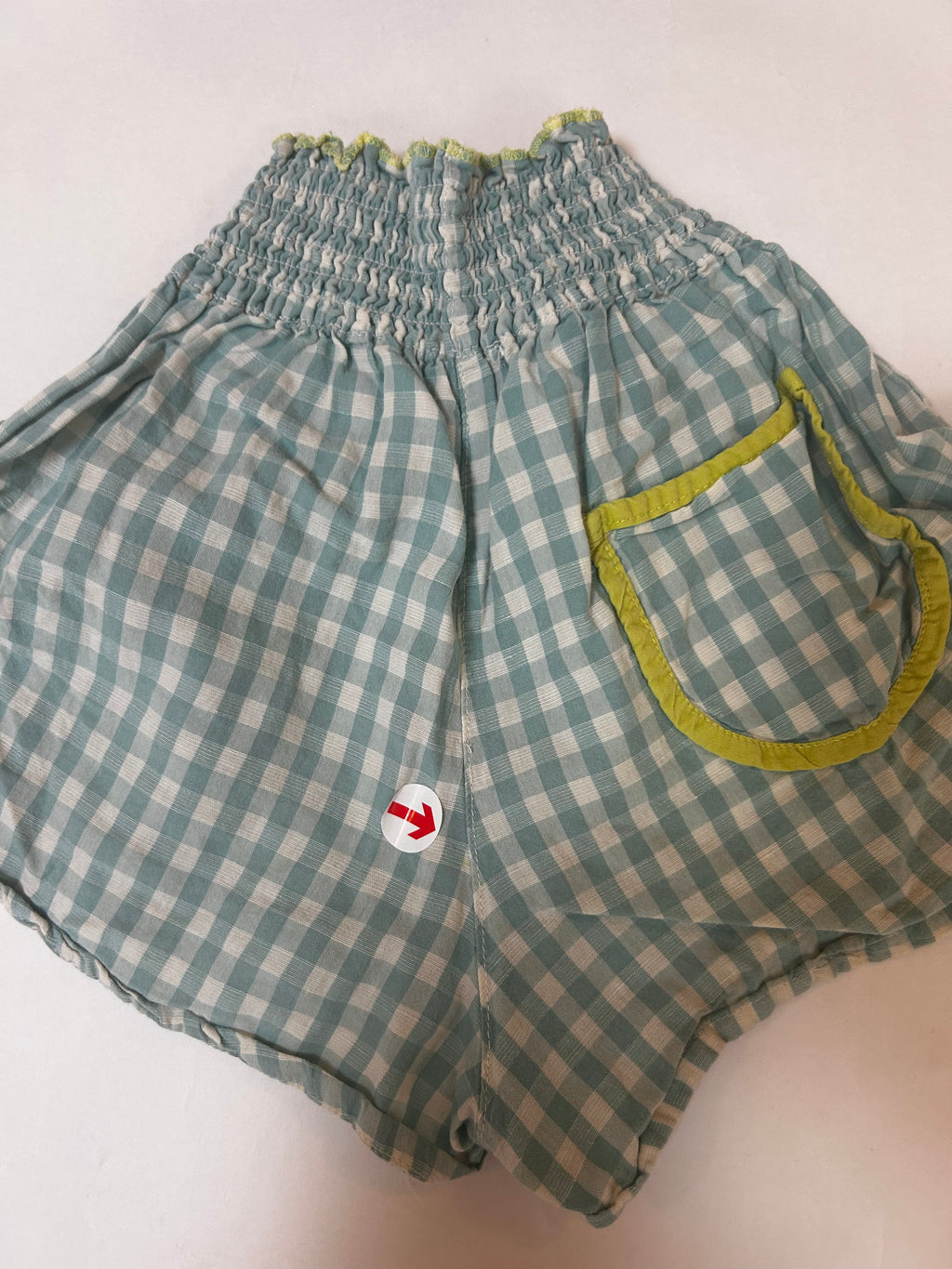 Bobo Choses Blue gingham linen shorts