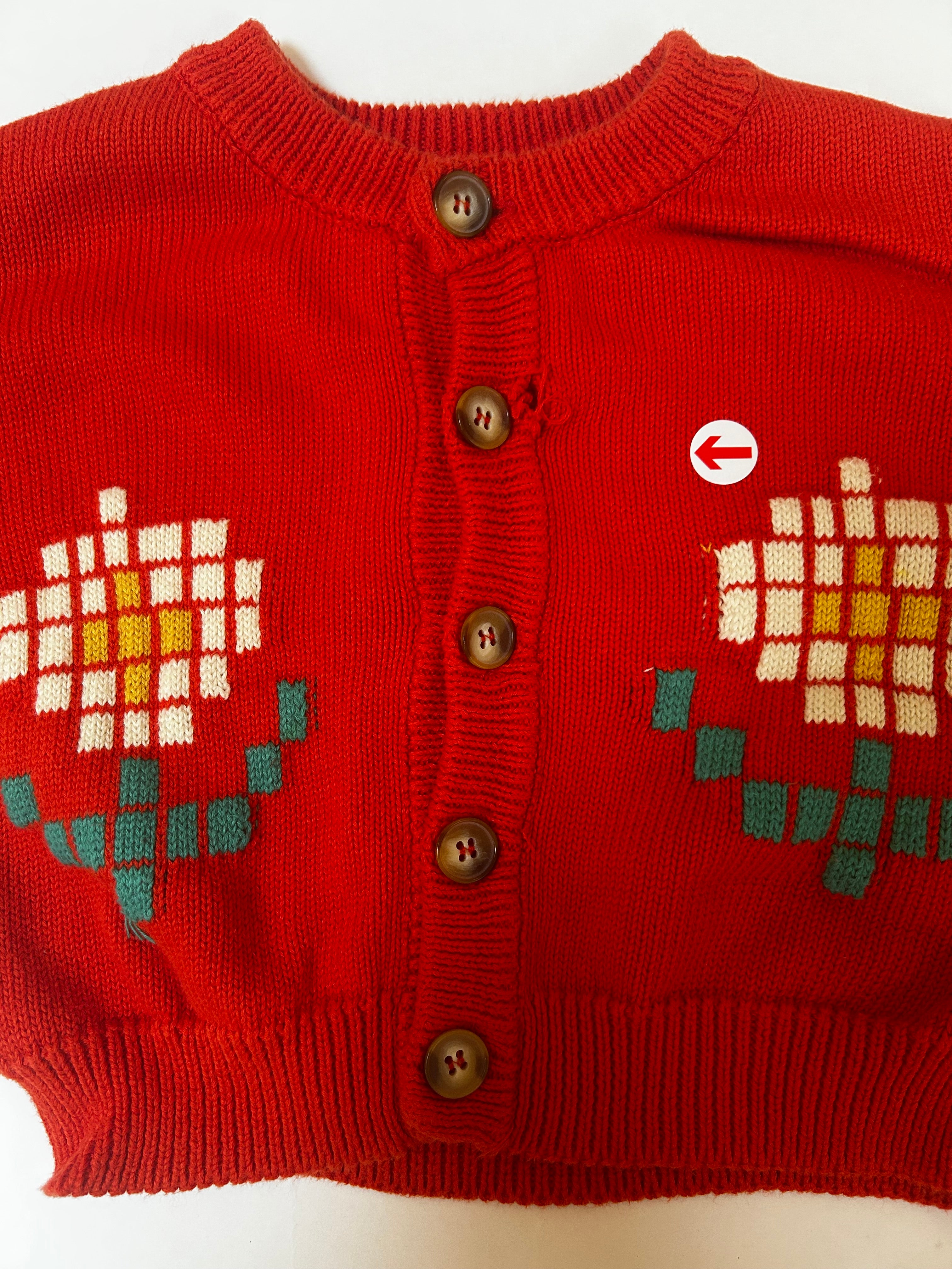 Bobo Choses Red pixel daisy cardigan