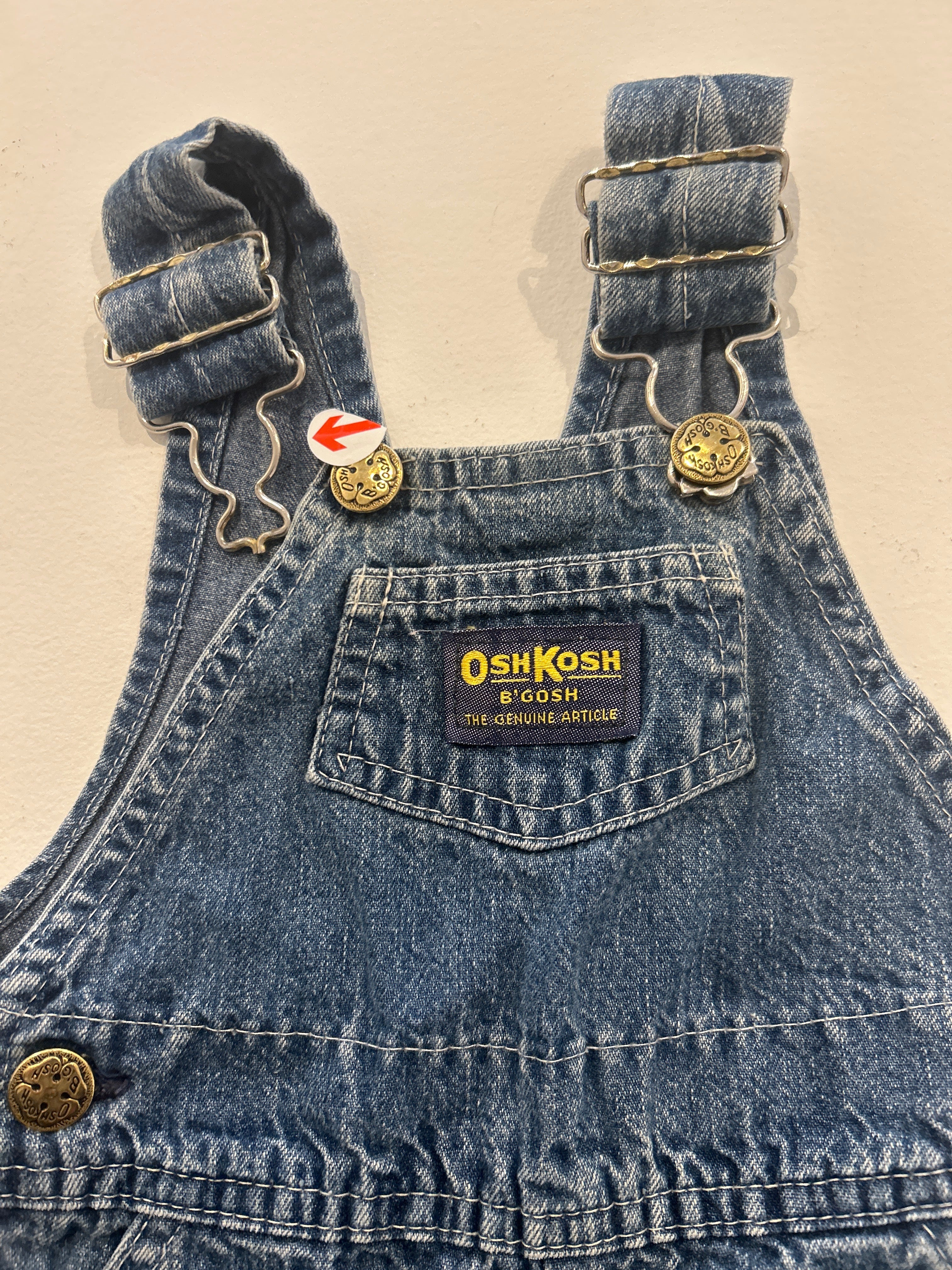 be diddy Vintage oshkosh blue denim dungaree's 6-12m