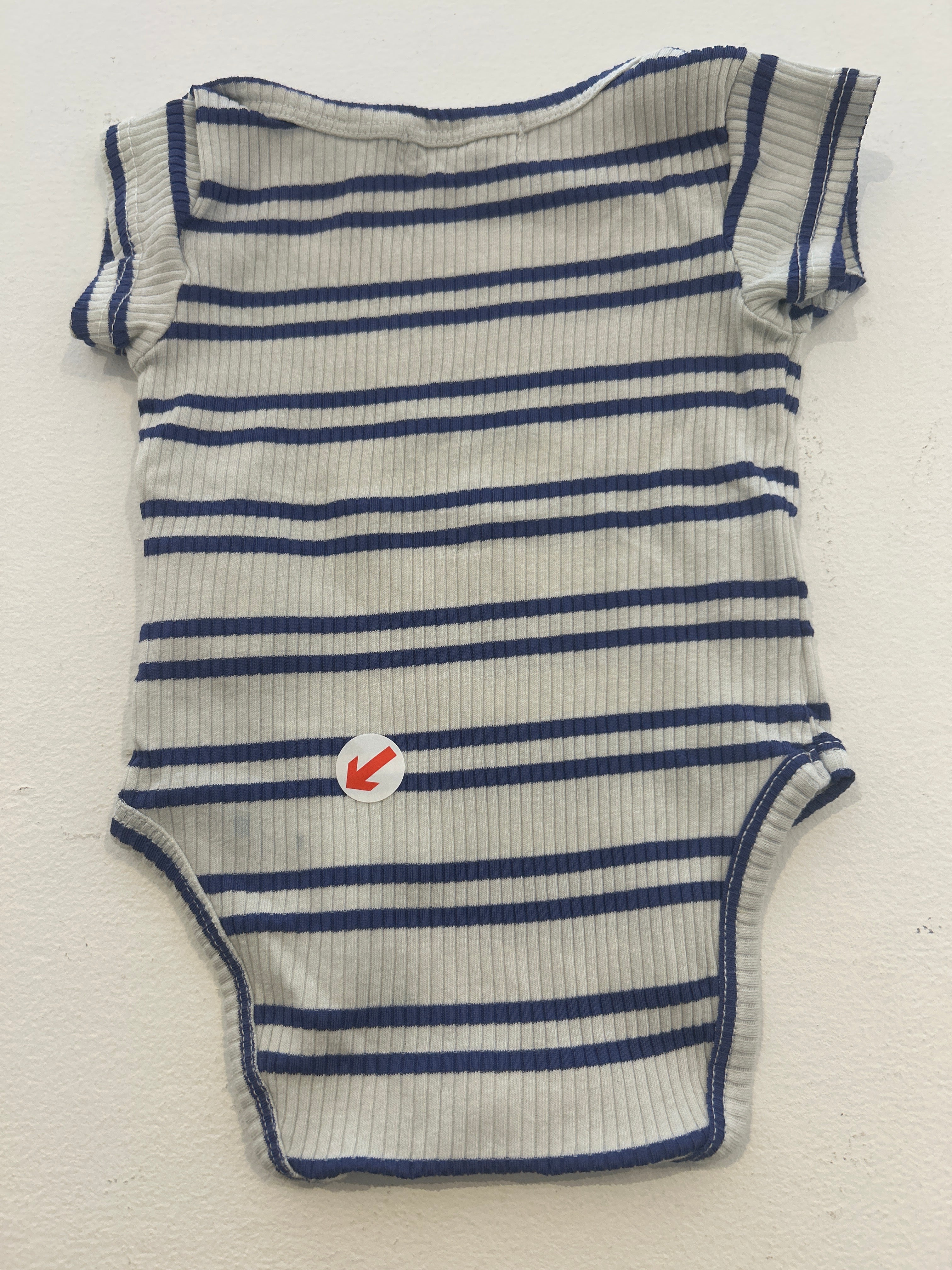 Bobo Choses White and navy stripe ribbed body