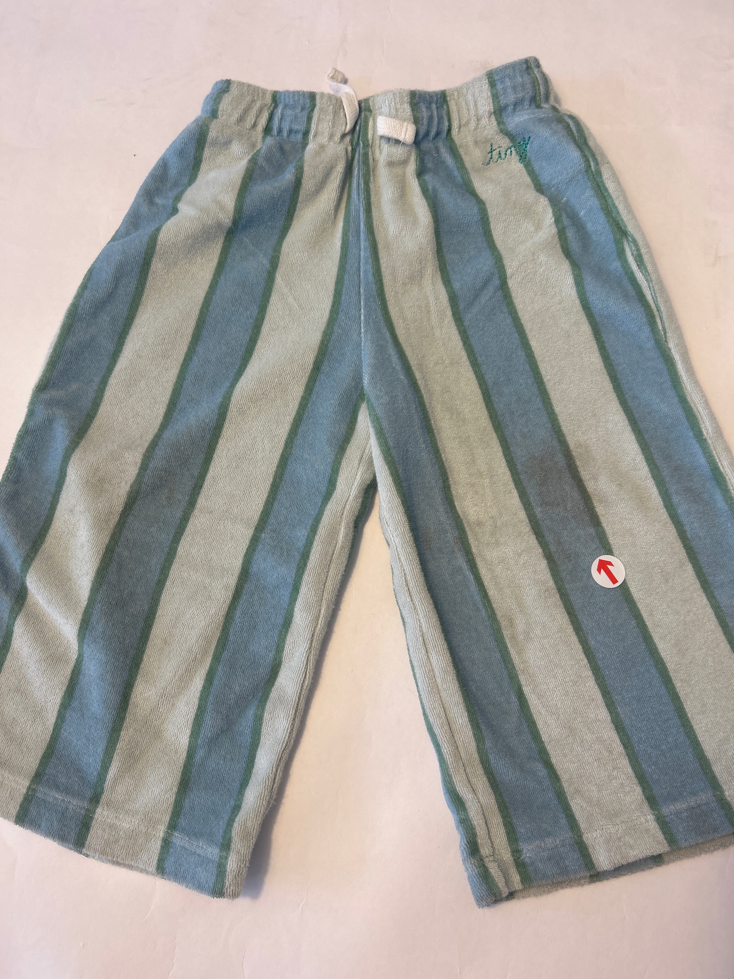 Tiny Cottons Blue retro stripes towel pant