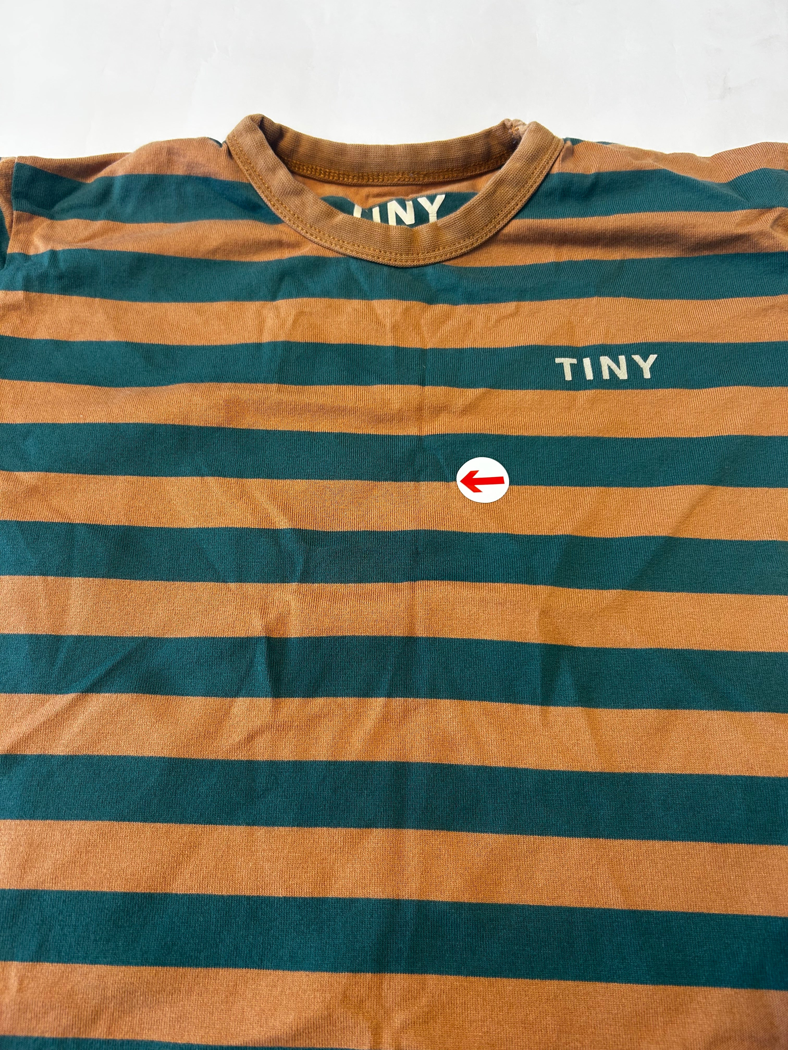 Tiny Cottons Green and brown long sleeve stripe t-shirt