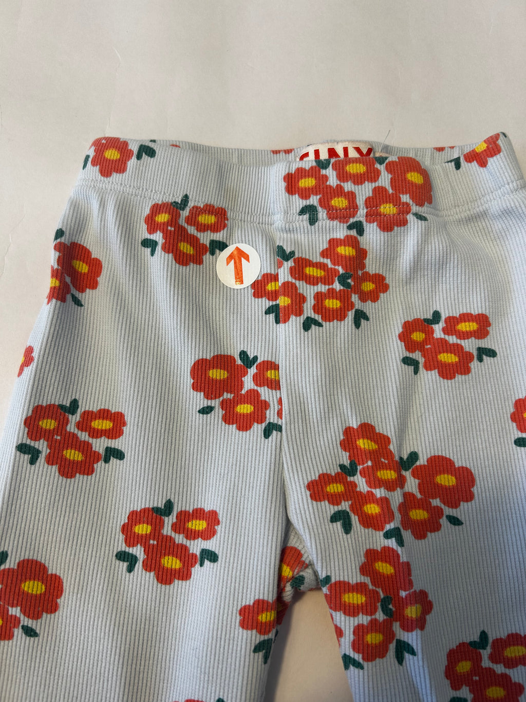 Tiny Cottons White blossoms rib baby pant