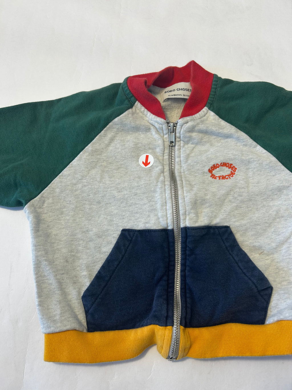Bobo Choses Grey colour block zipped jacket