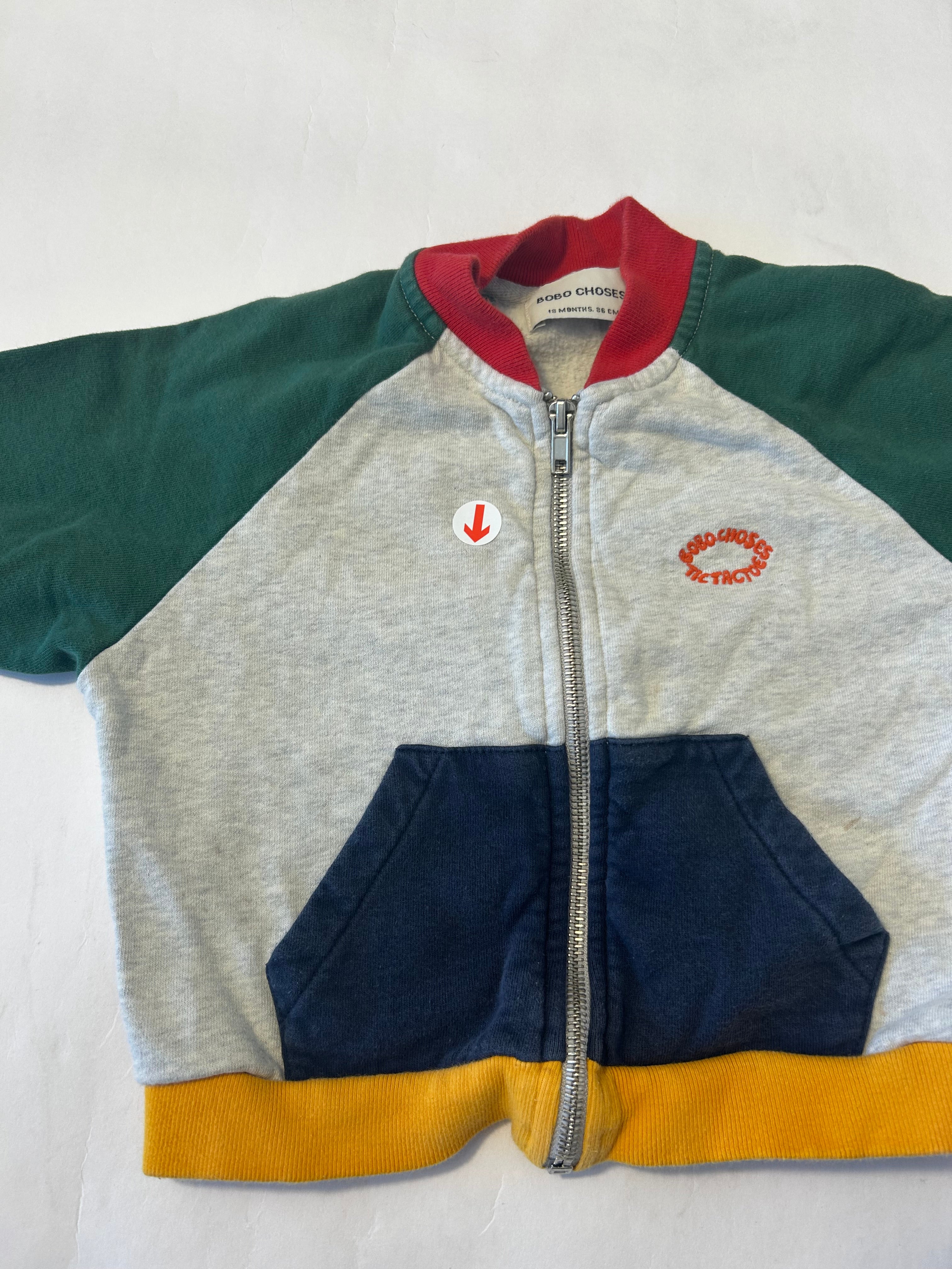 Bobo Choses Grey colour block zipped jacket