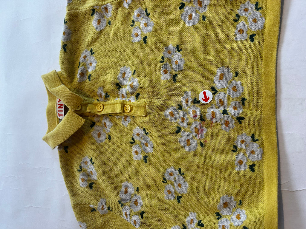 Tiny Cottons Yellow flower print knitted polo
