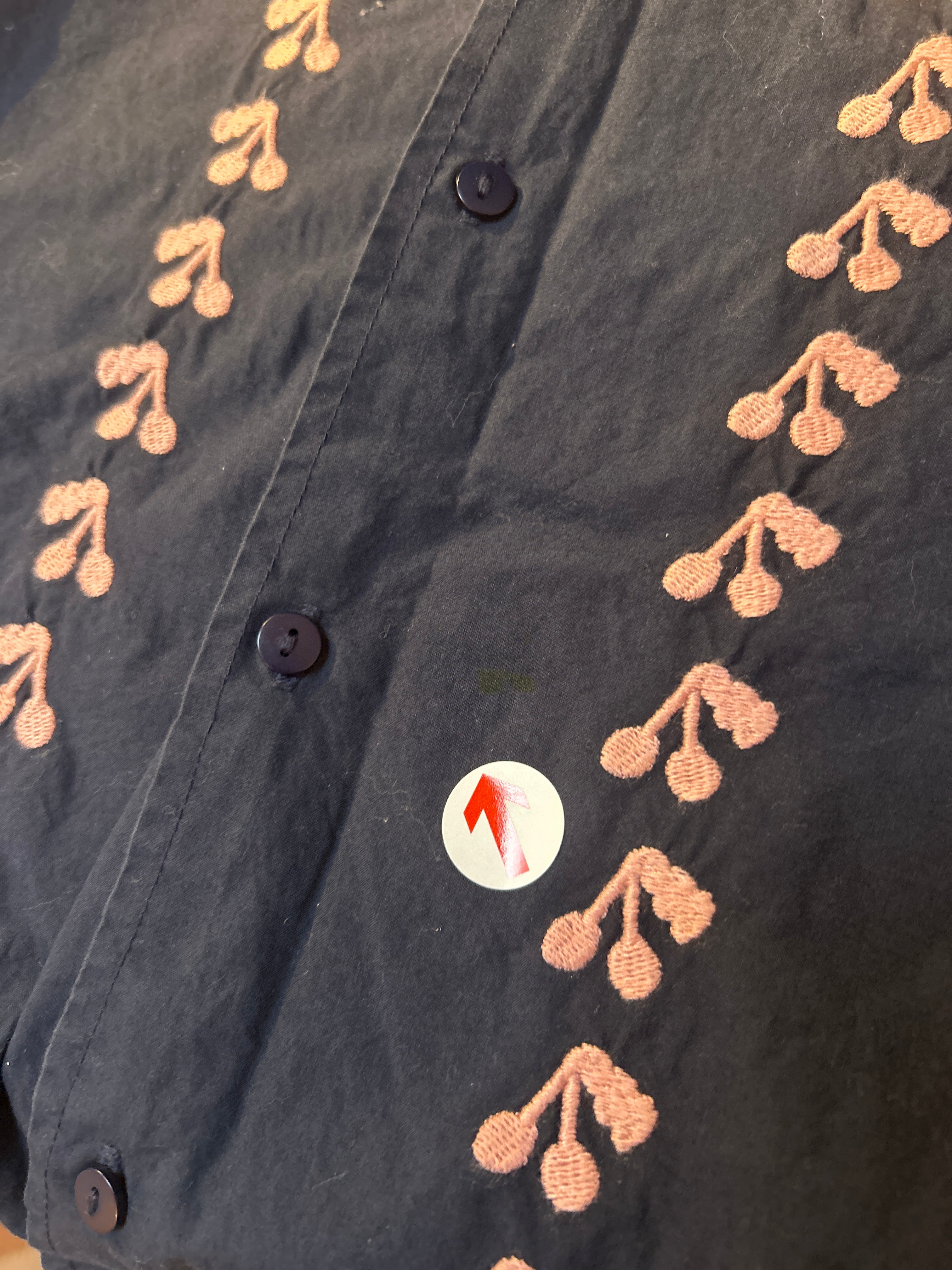 Tiny Cottons Navy mini cherries oversized collar dress