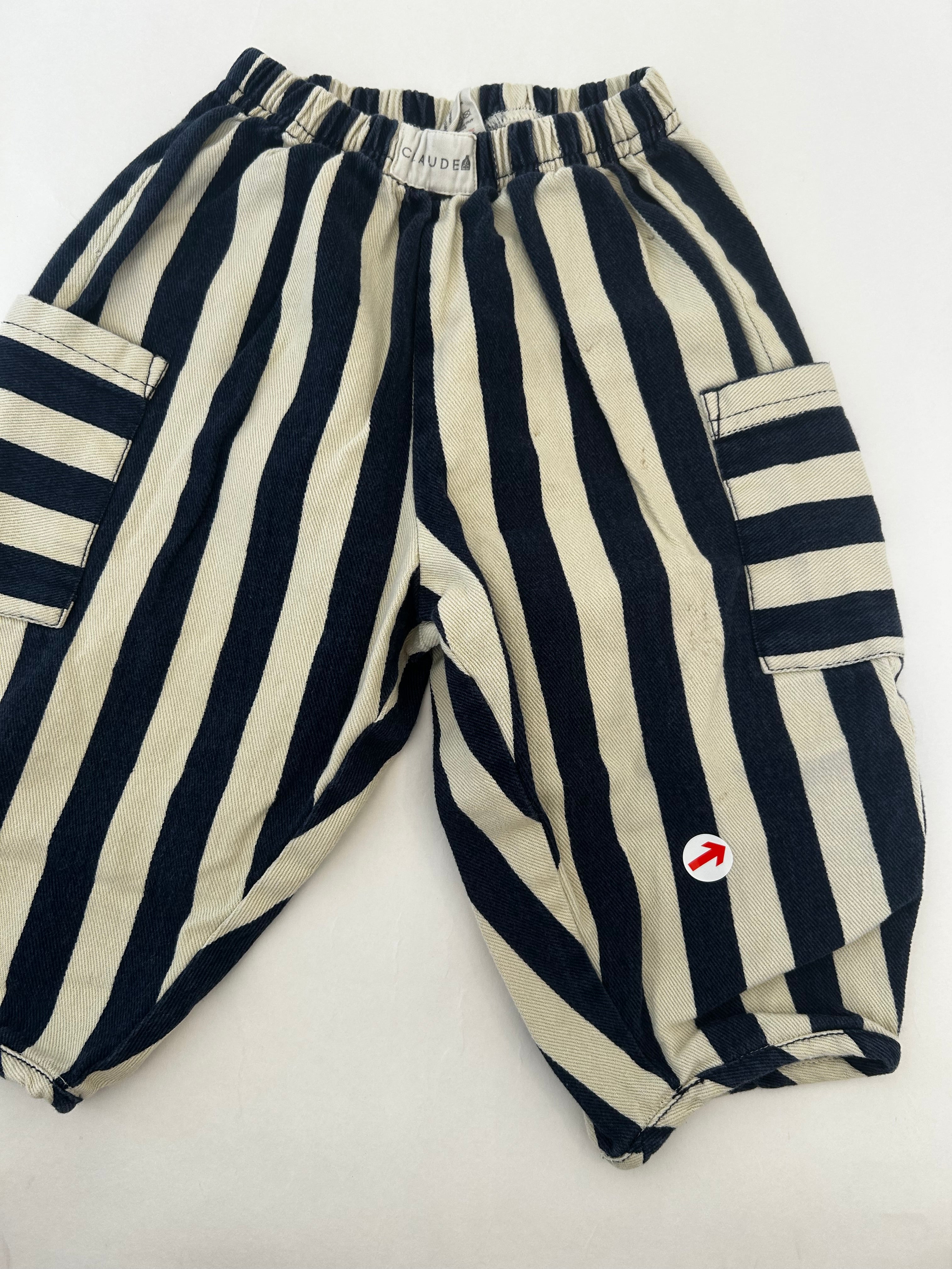 Claude & Co Navy striped wide leg trousers