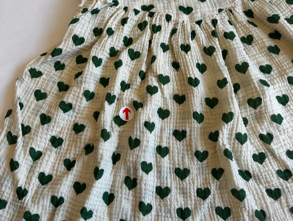 Konges Sløjd Cream green heart muslin dress