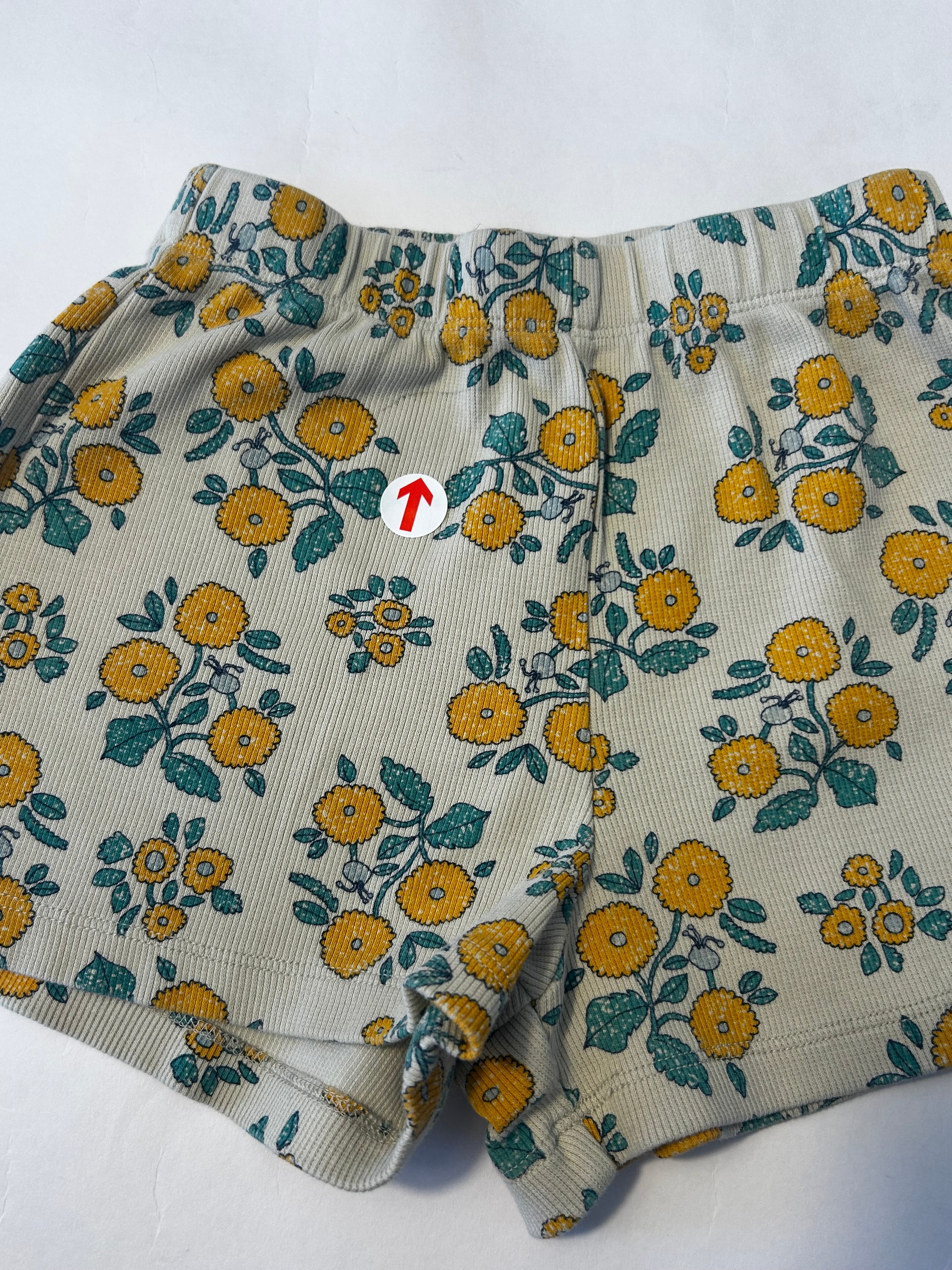 Tiny Cottons Dark vanilla flowers ribbed shorts