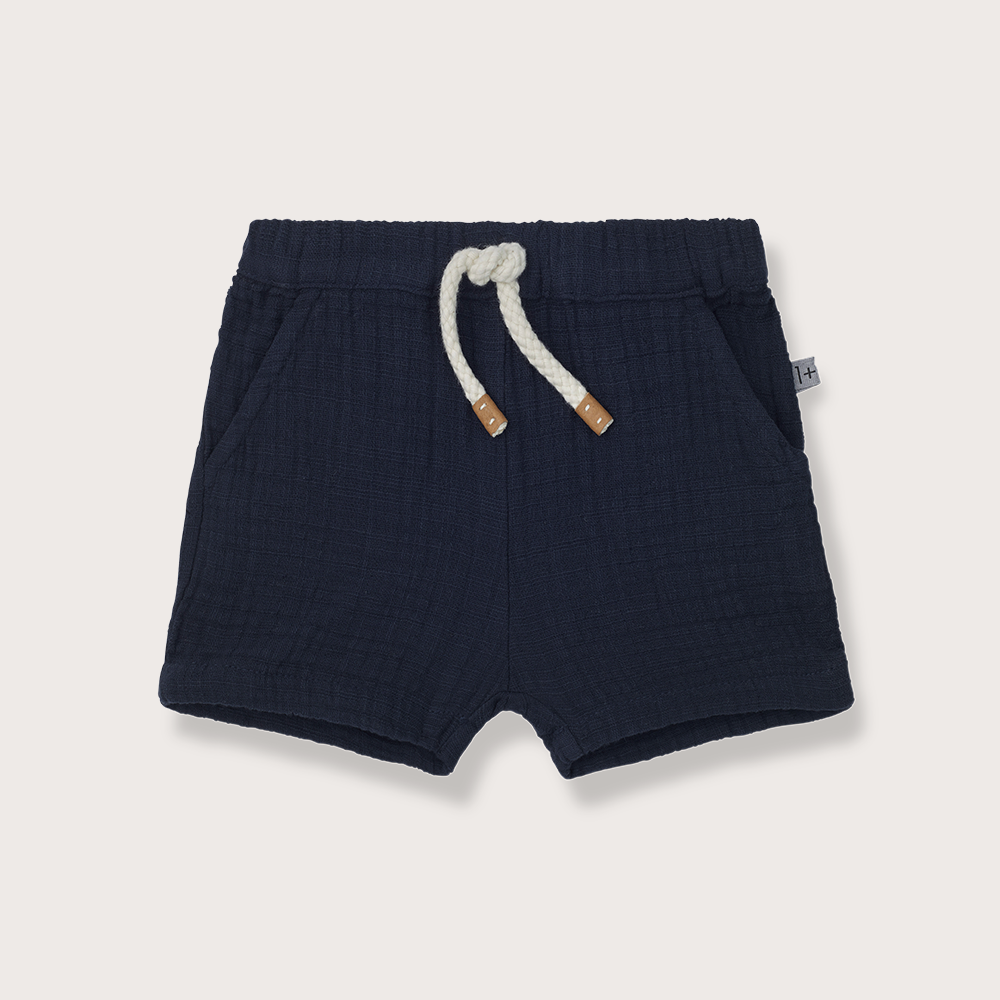 One in the Family Navy cotton Bermuda shorts