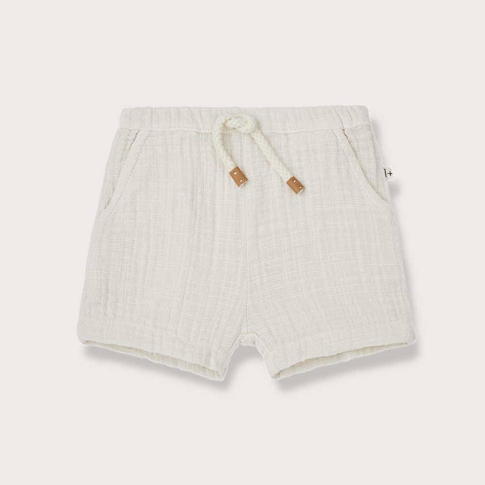 1+ in the Family cream cotton Bermuda shorts