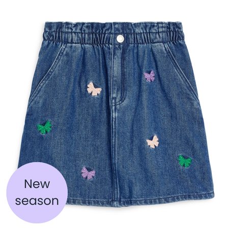 ARKET Embroidered butterfly denim skirt