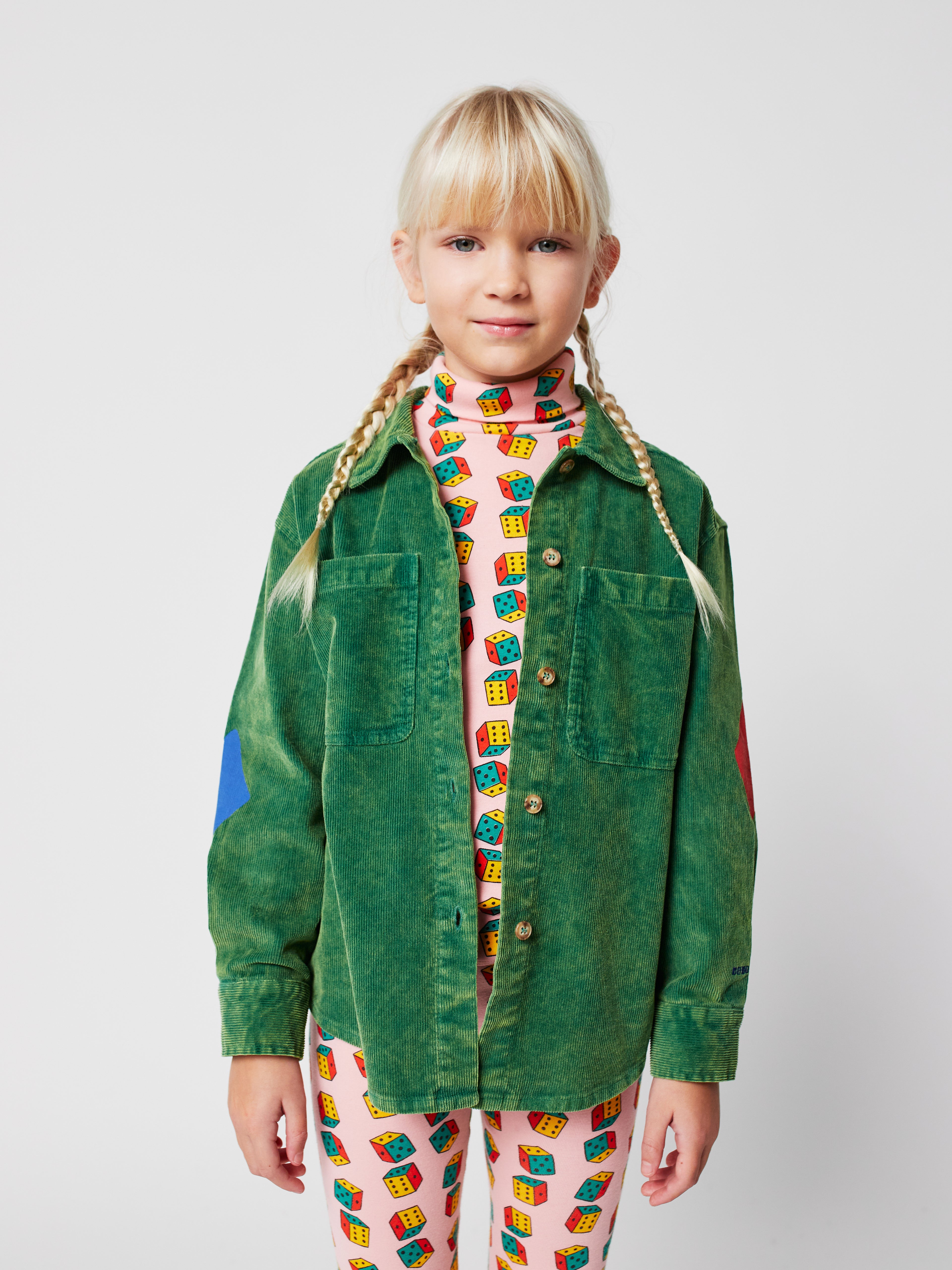Bobo Choses Dark green joker corduroy shirt
