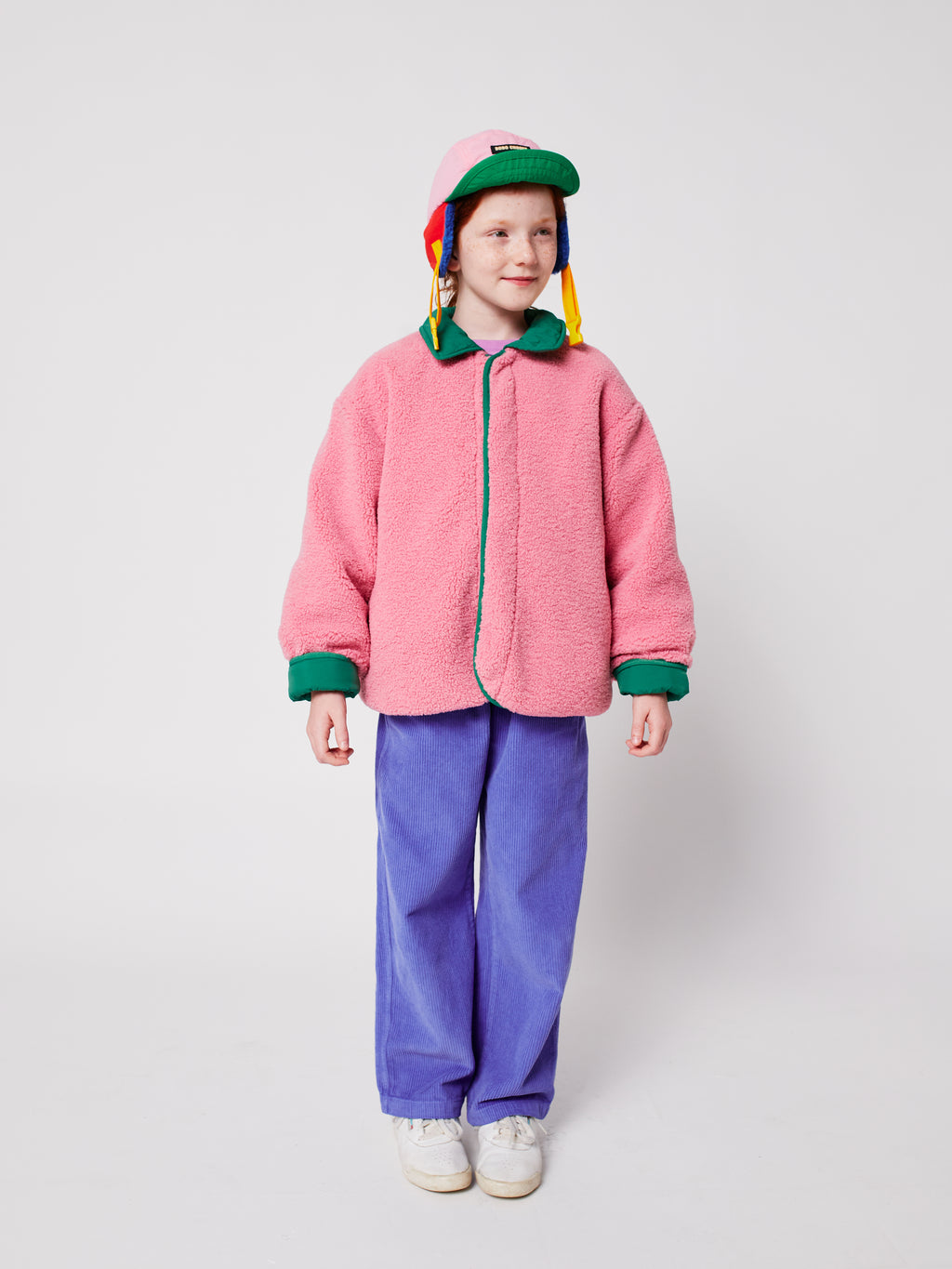 Bobo Choses Green clover reversible sheepskin jacket
