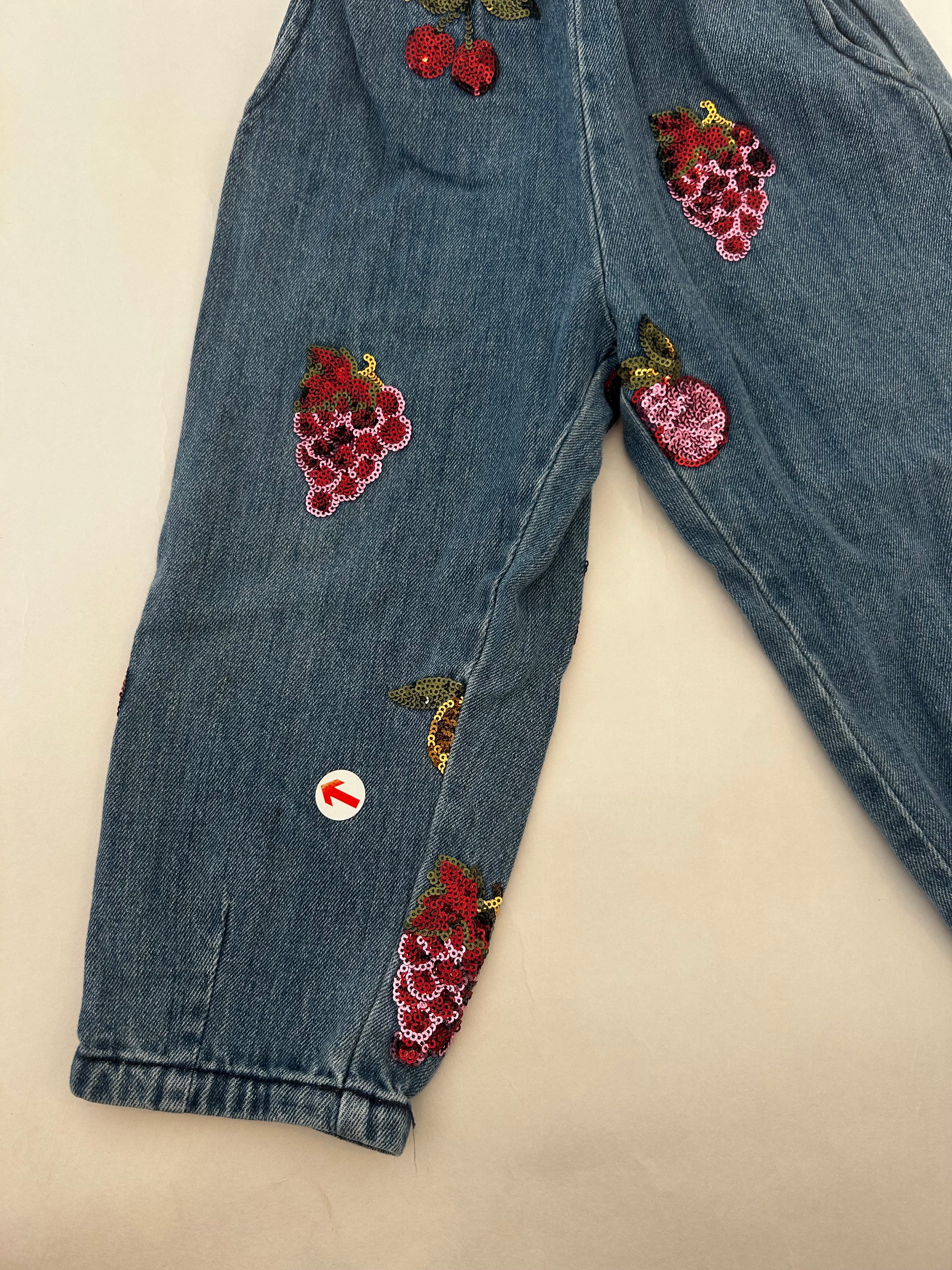 Konges Slojd Denim sequin fruits trousers