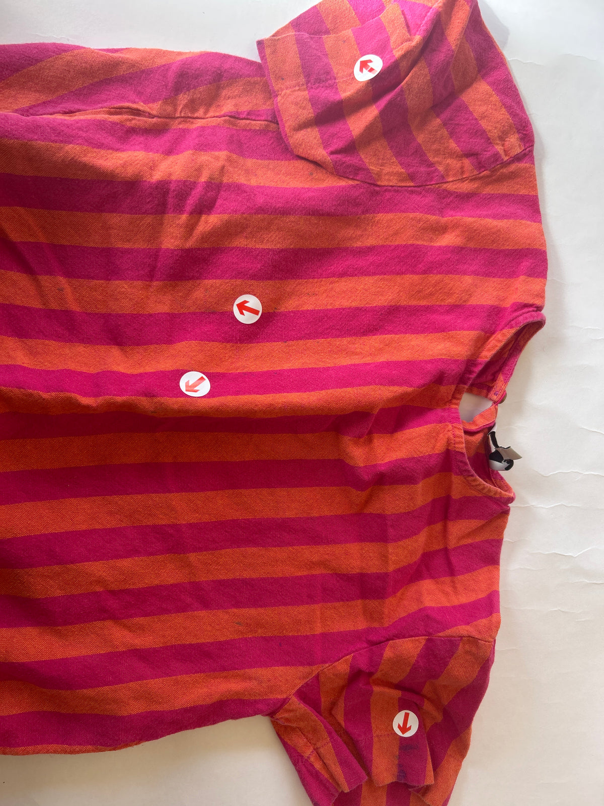 Pink and orange linen striped dress