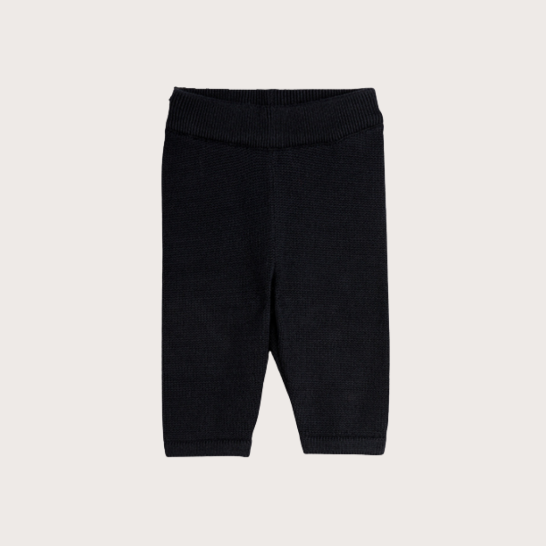 Mini Rodini Black Fine Knit Leggings 3-6M