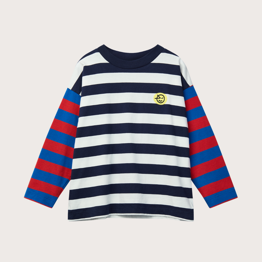 Wynken Blue striped contrast sleeve t-shirt