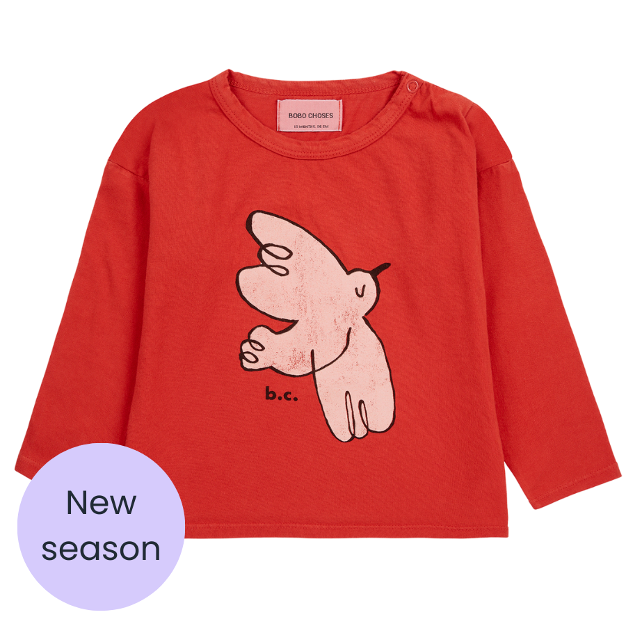 Bobo Choses Red freedom bird long sleeve t-shirt