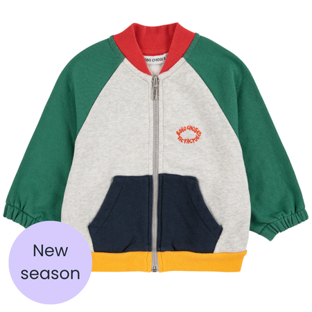 Bobo Choses Grey colour block zipped jacket