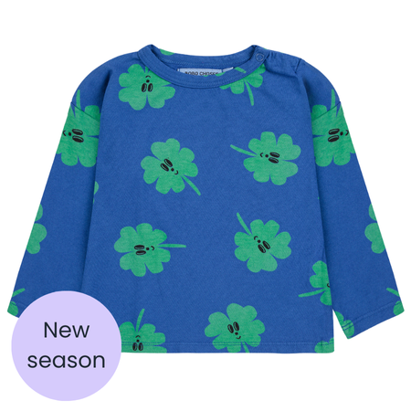Blue lucky clover long sleeve t-shirt