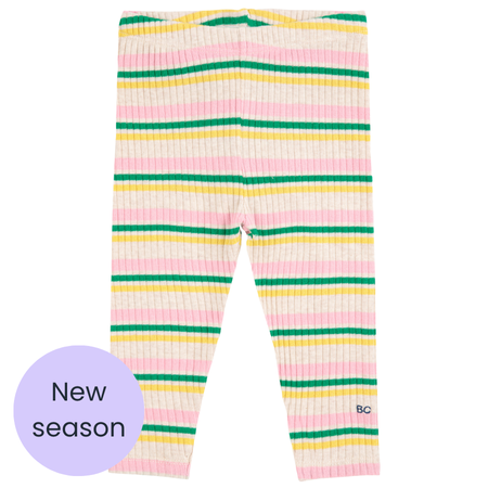 Pink striped ribbed leggings