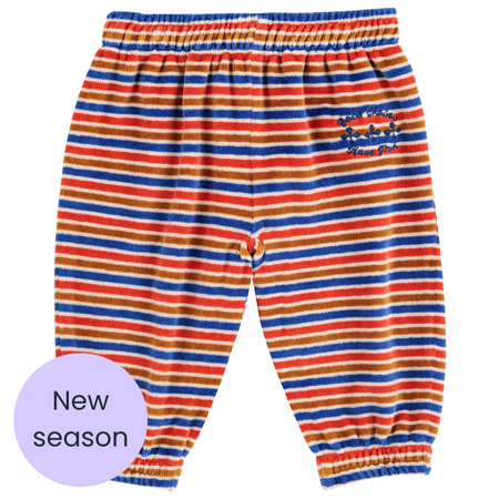 Bobo Choses Red velour striped joggers