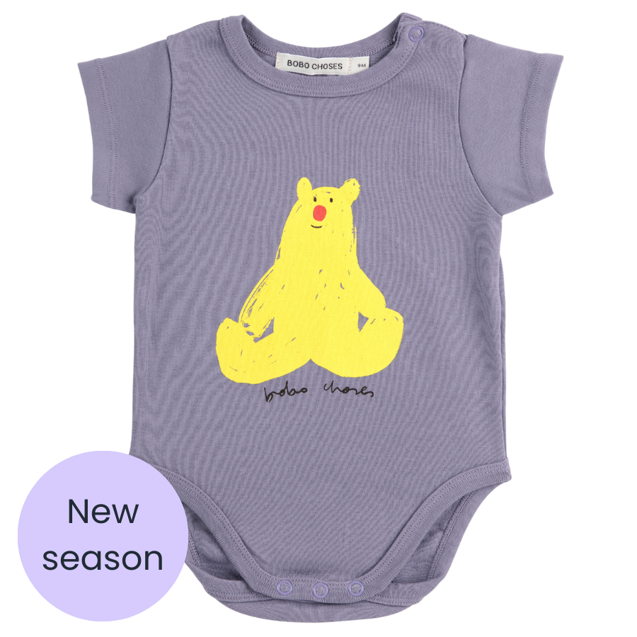 12-18m  Bobo Choses Blue Bear Short Sleeve Bodysuit