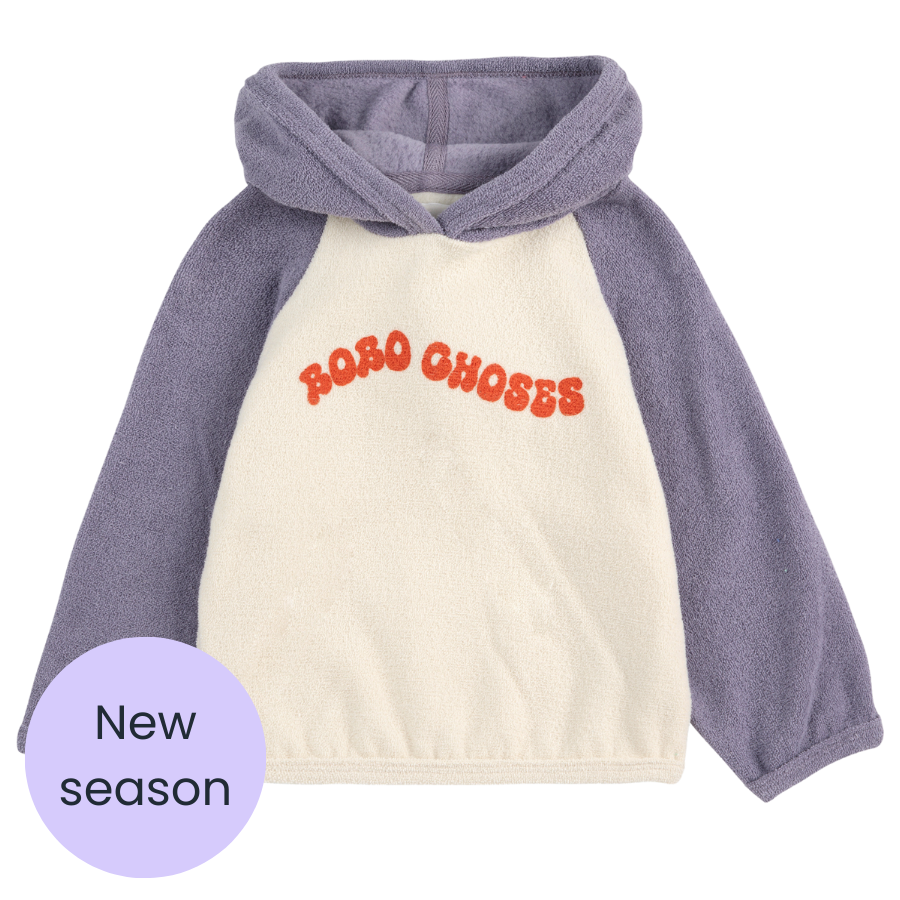 Bobo Choses White and navy terry cloth hoodie