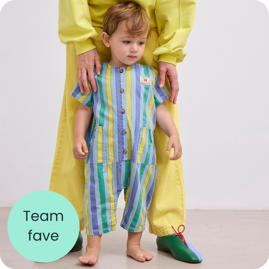 Bobo Choses Denim multicolour stripes romper