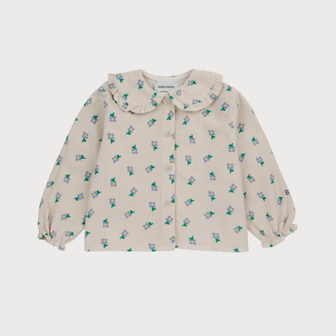 bobo choses Cream cord pansy flower blouse