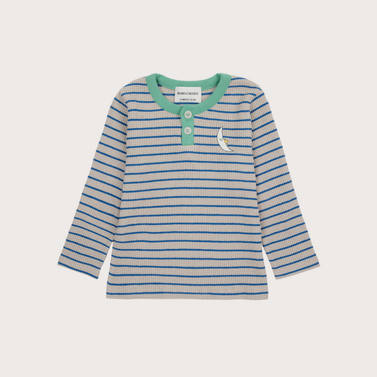 Bobo Choses Blue stripe waffle t-shirt