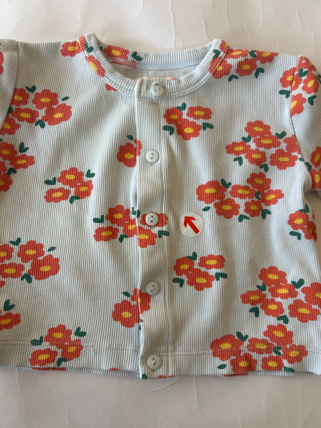 Tiny Cottons White blossoms rib baby jacket