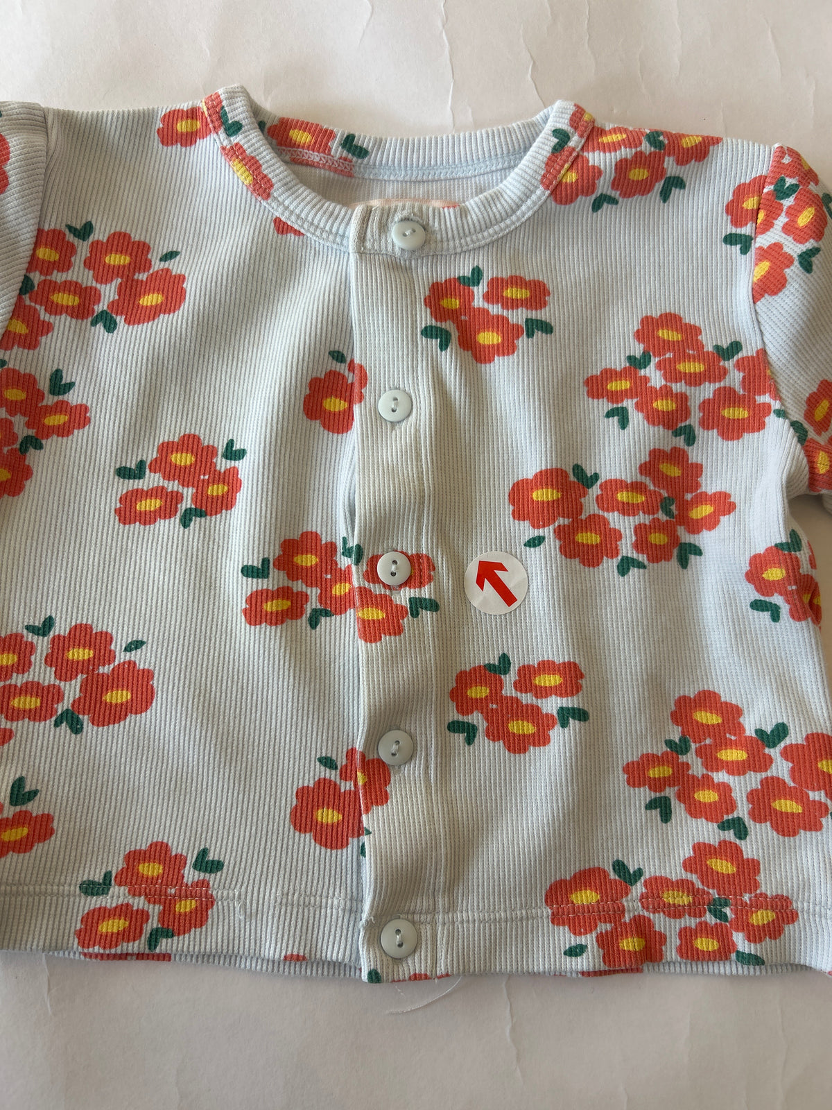 Tiny Cottons White blossoms rib baby jacket