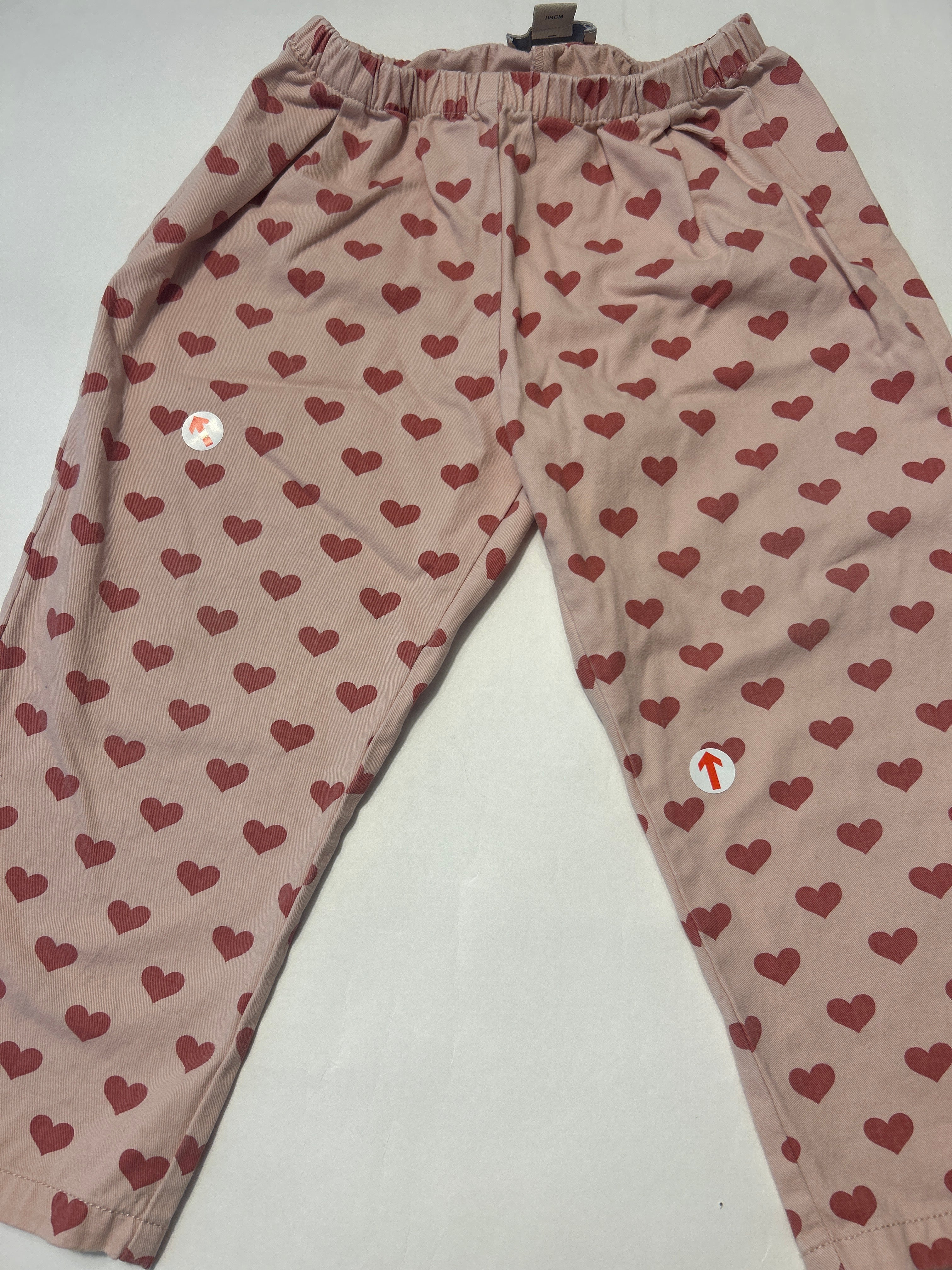 Konges Slojd Pink heart print denim trousers
