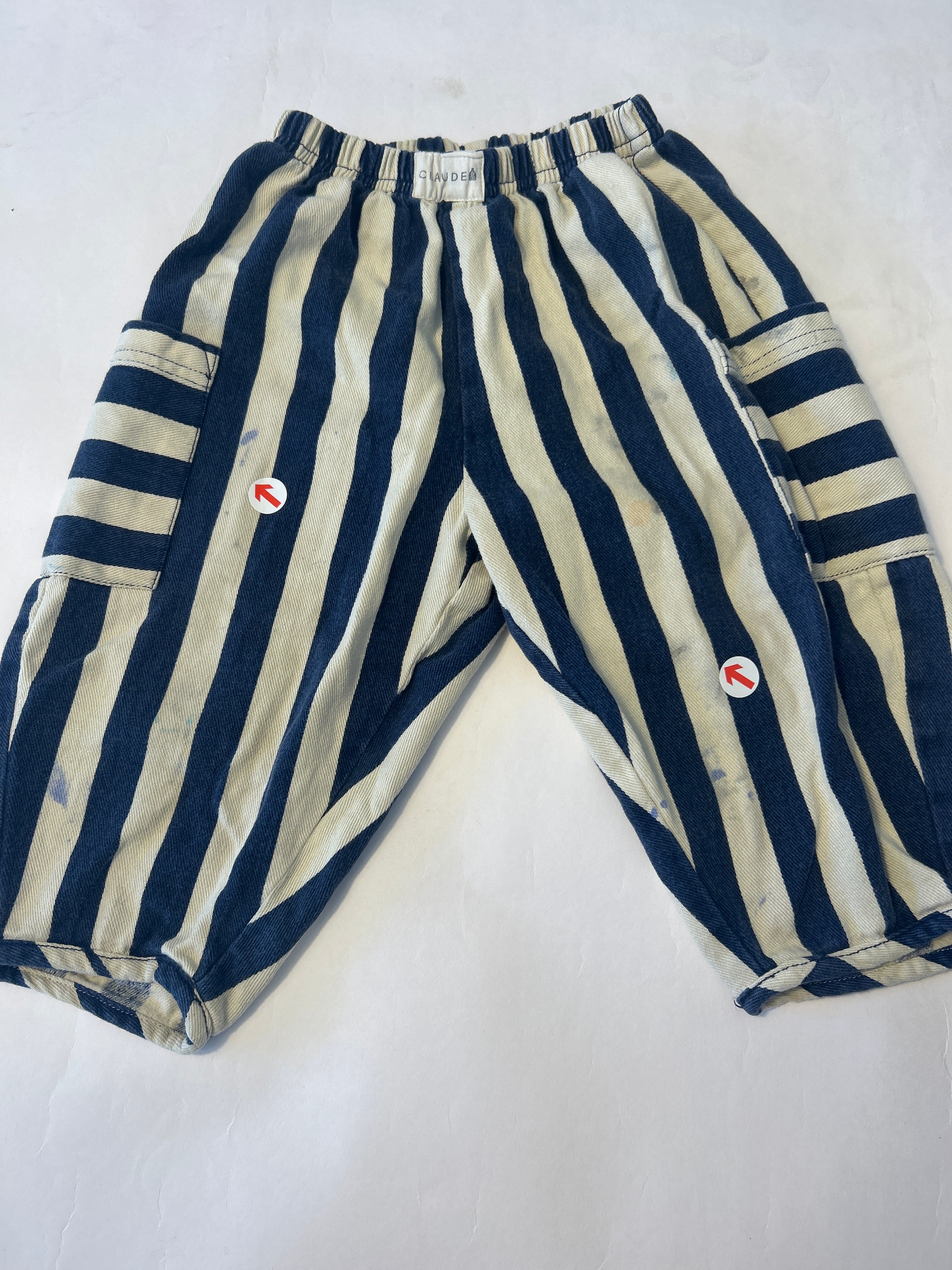 Claude & Co Navy striped wide leg trousers