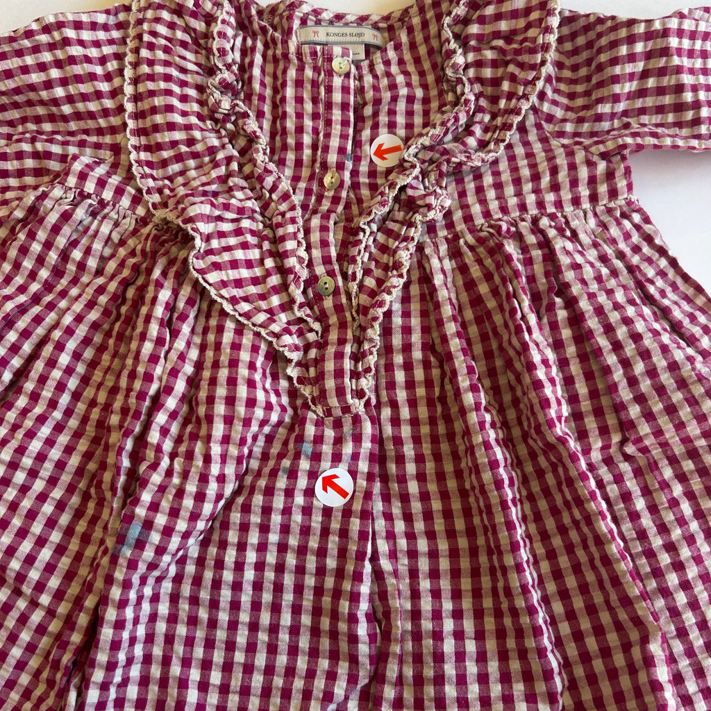 Konges Sløjd Red gingham frill front dress