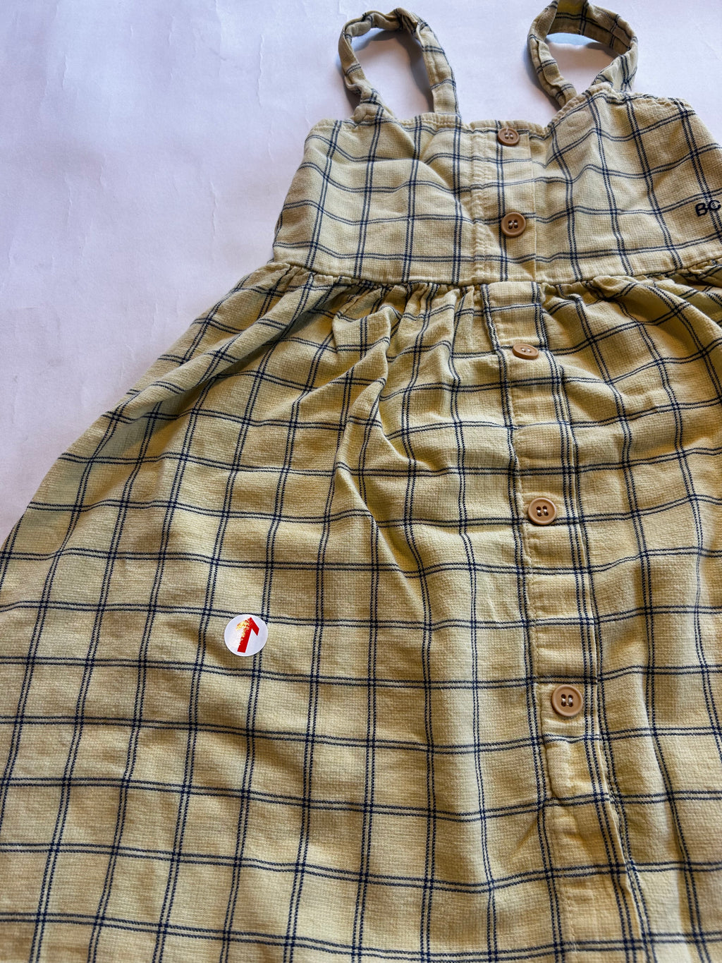 Bobo Choses Yellow spicy window pane woven dress