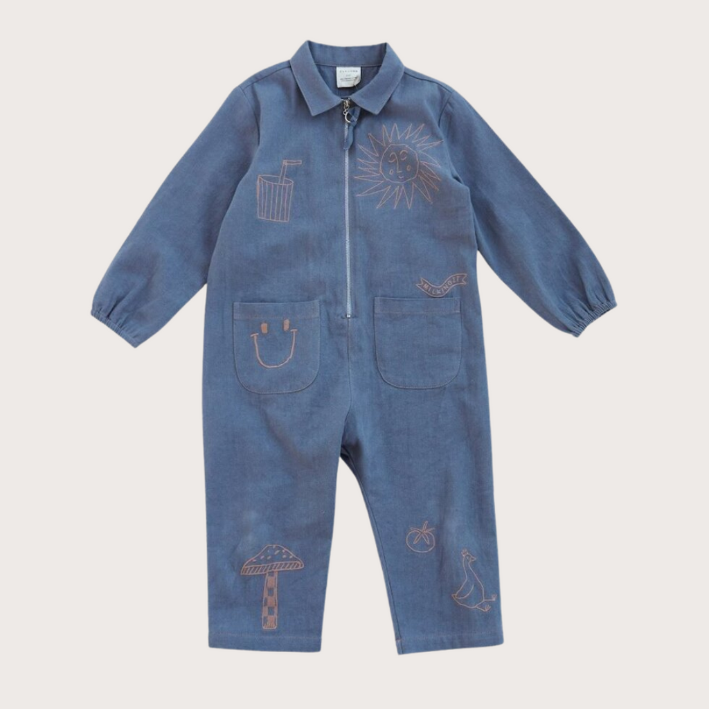 Claude & Co Steel embroidered blue boilersuit