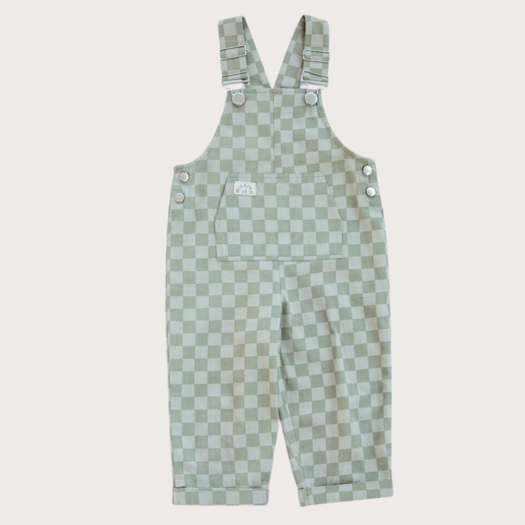 Claude & Co Olive checkerboard dungarees
