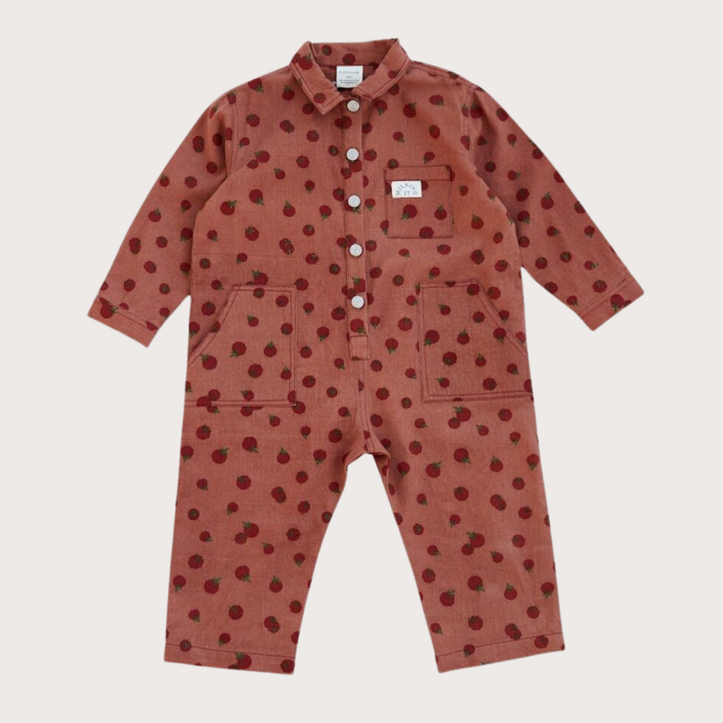 Claude & Co Red tomato print overalls