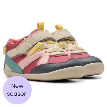 UK 3 NEW Clarks Pink Combo Roamer Sport Pre Walkers
