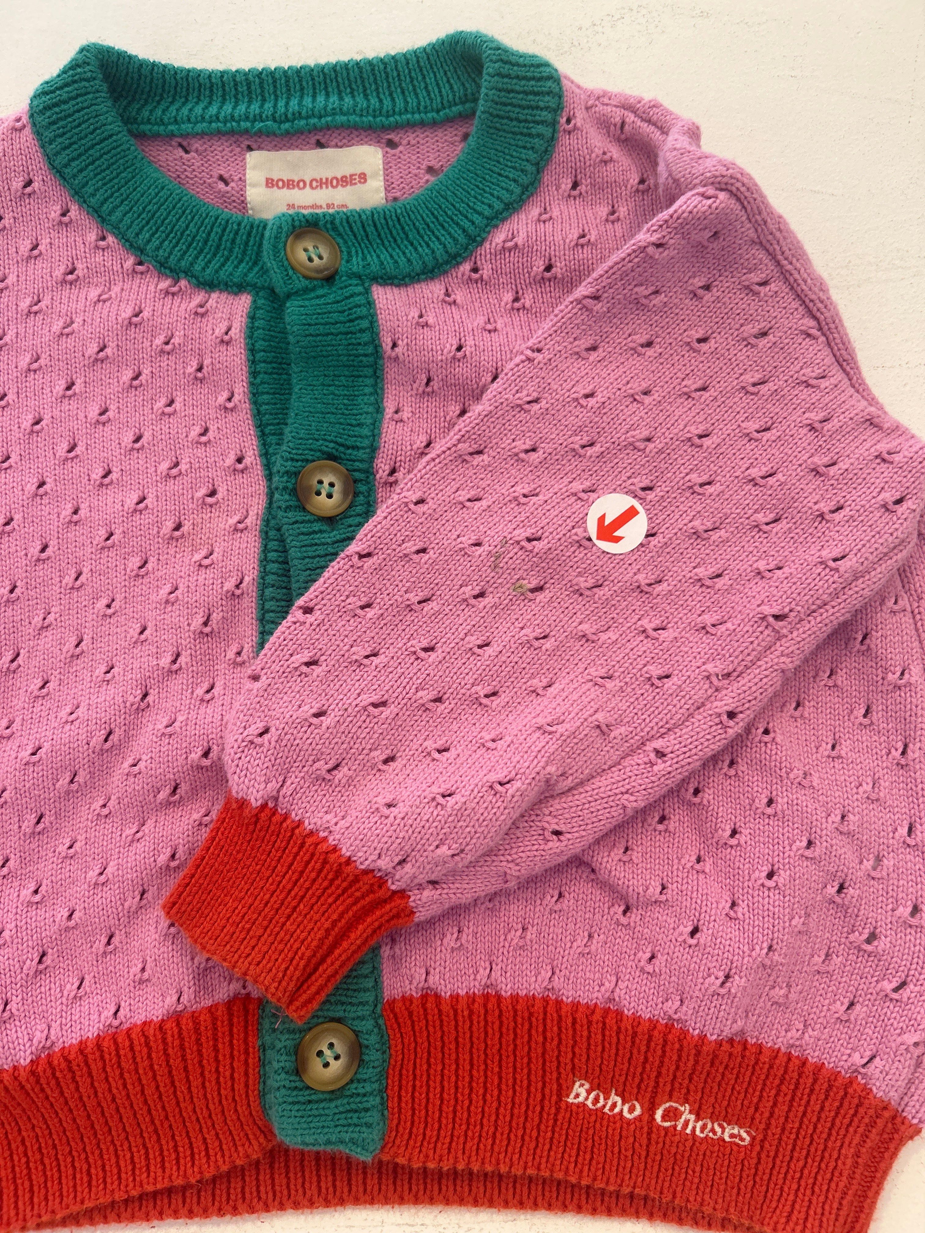 Bobo Choses Purple colour block cardigan