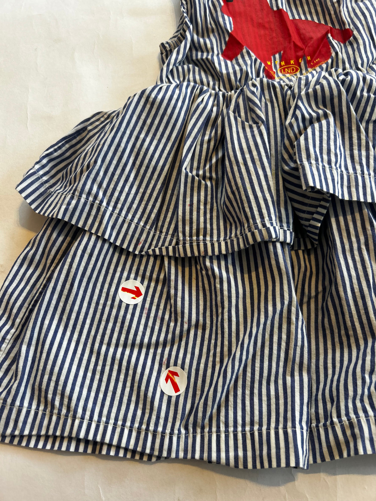 Wynken Blue stripe fancy bow dress