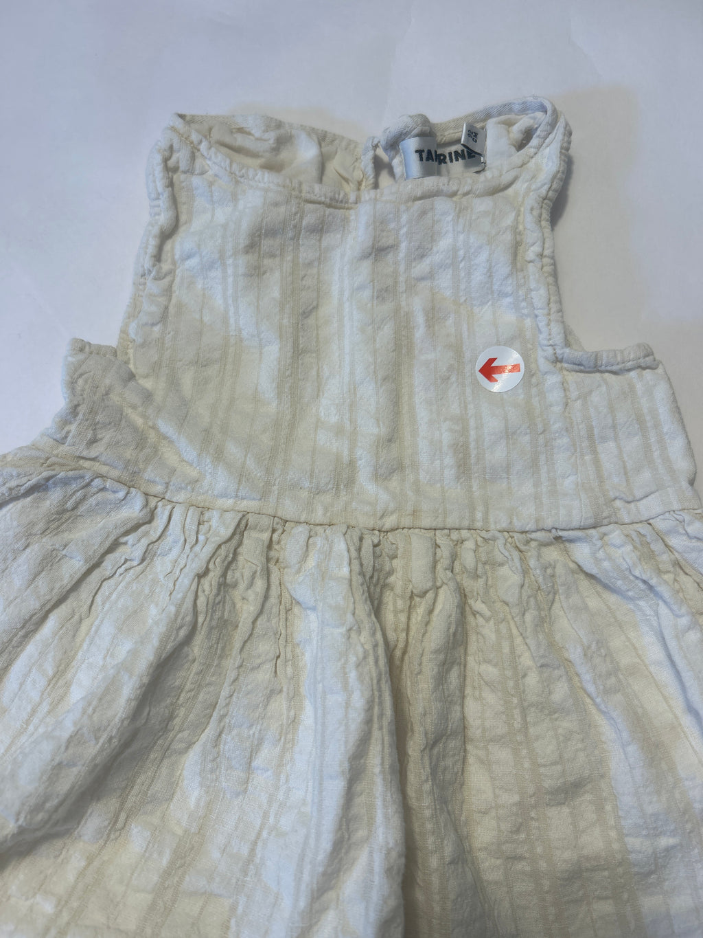 Tangerine Studios A-line gathered cream stripe dress